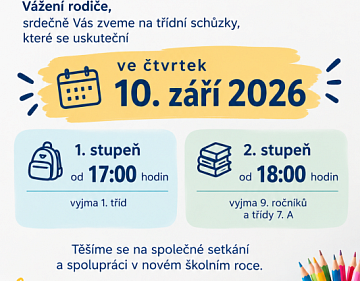 Třídní schůzky 10.9.2026